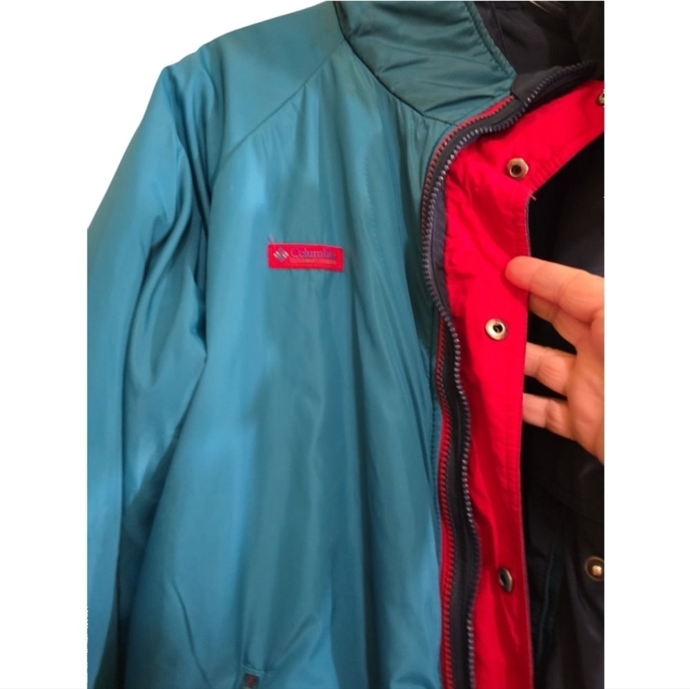 Vintage Columbia 3-in-1 Ski Coat Interchange Men's Large Navy Teal Zip in Jacket - Picture 13 of 14